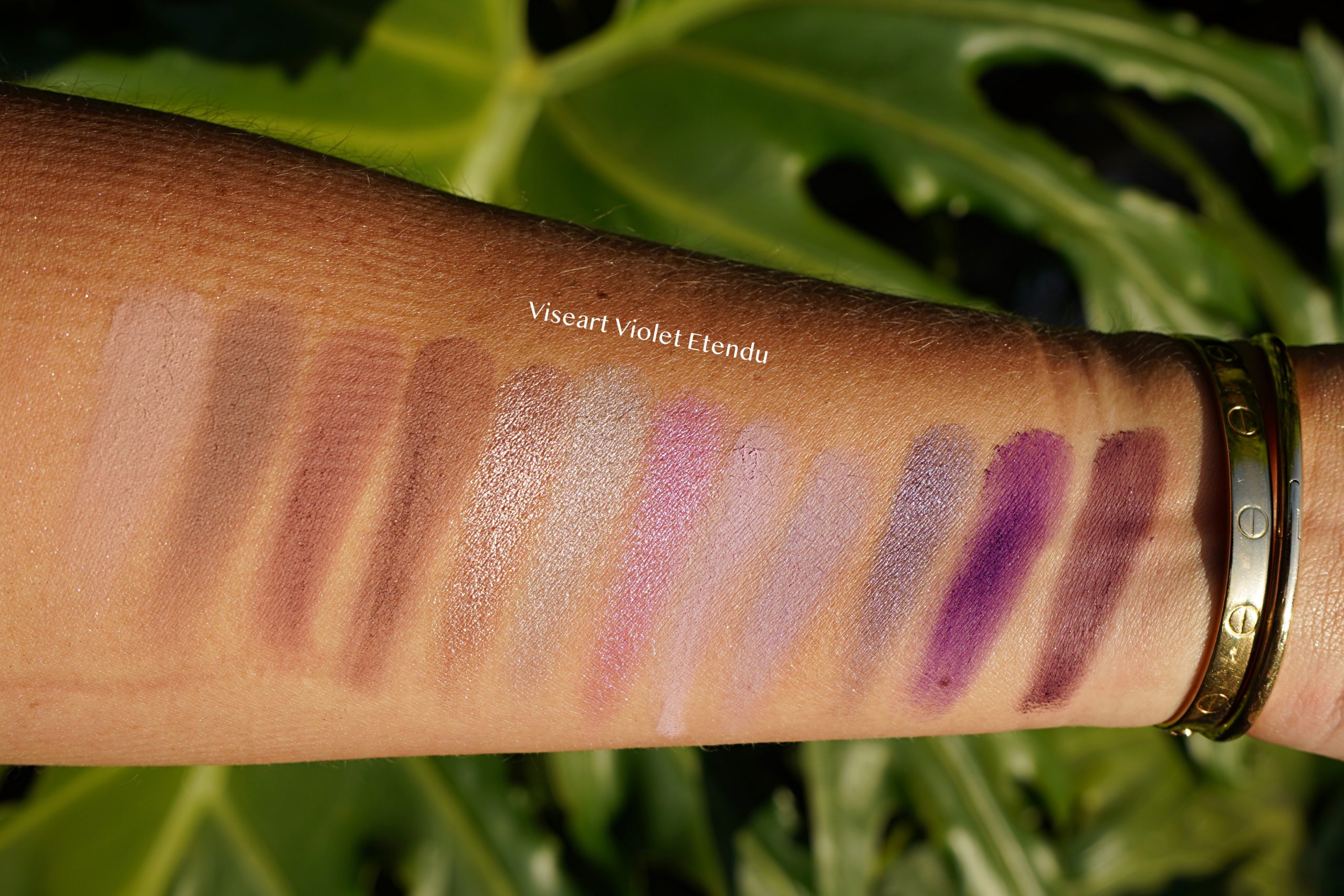 Swatches in direct sunlight.