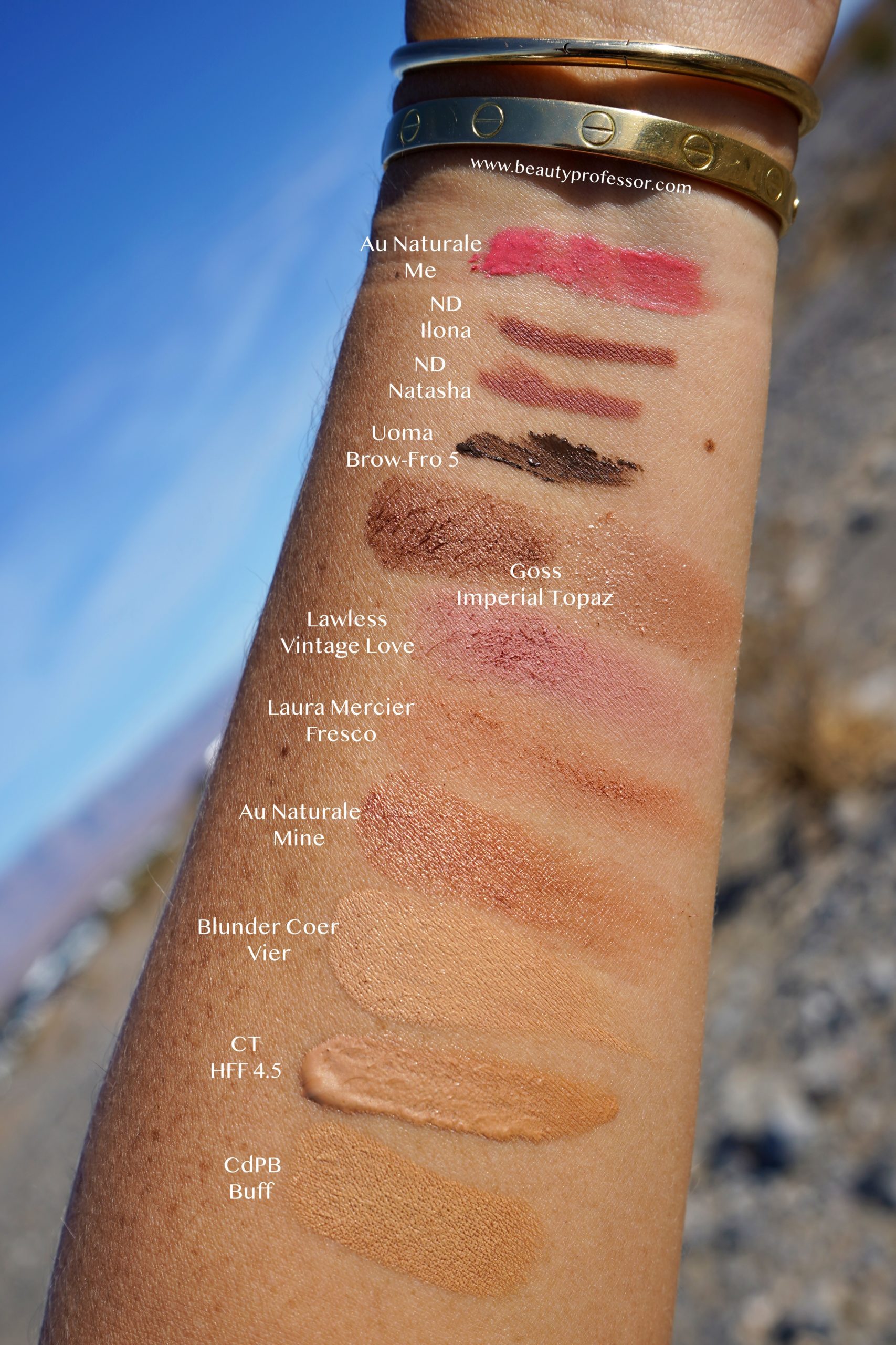 makeup Swatches in direct sunlight