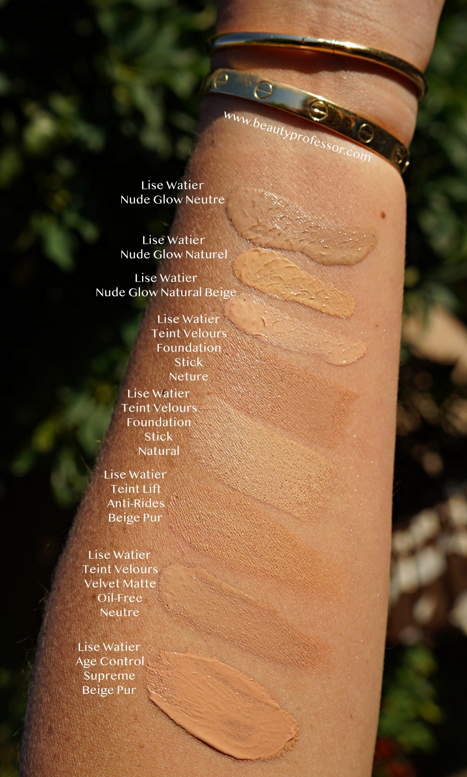 Lise Watier swatches in direct sunlight