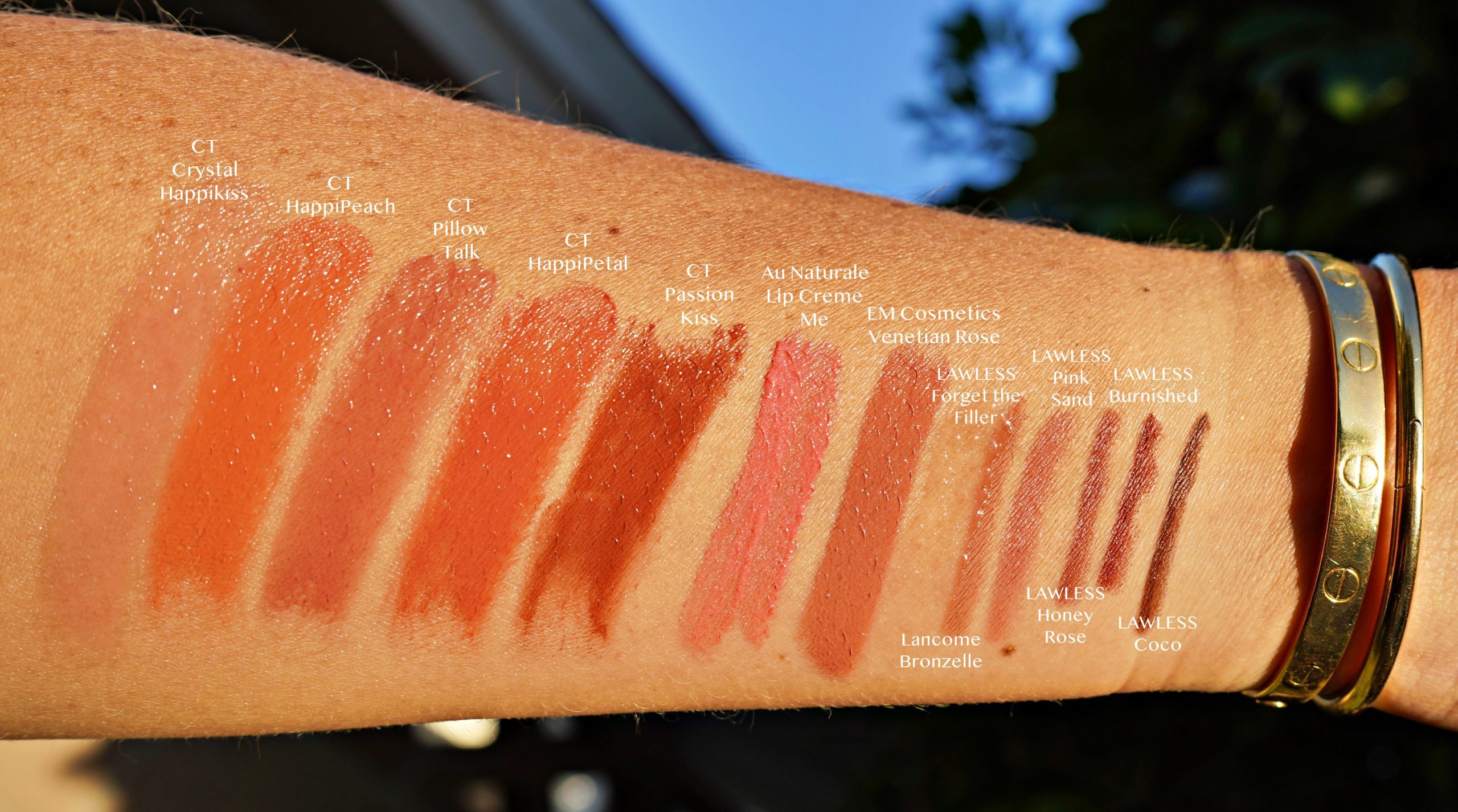 Lip color swatches in direct sunlight | Valentines Day Beauty Gift Guide