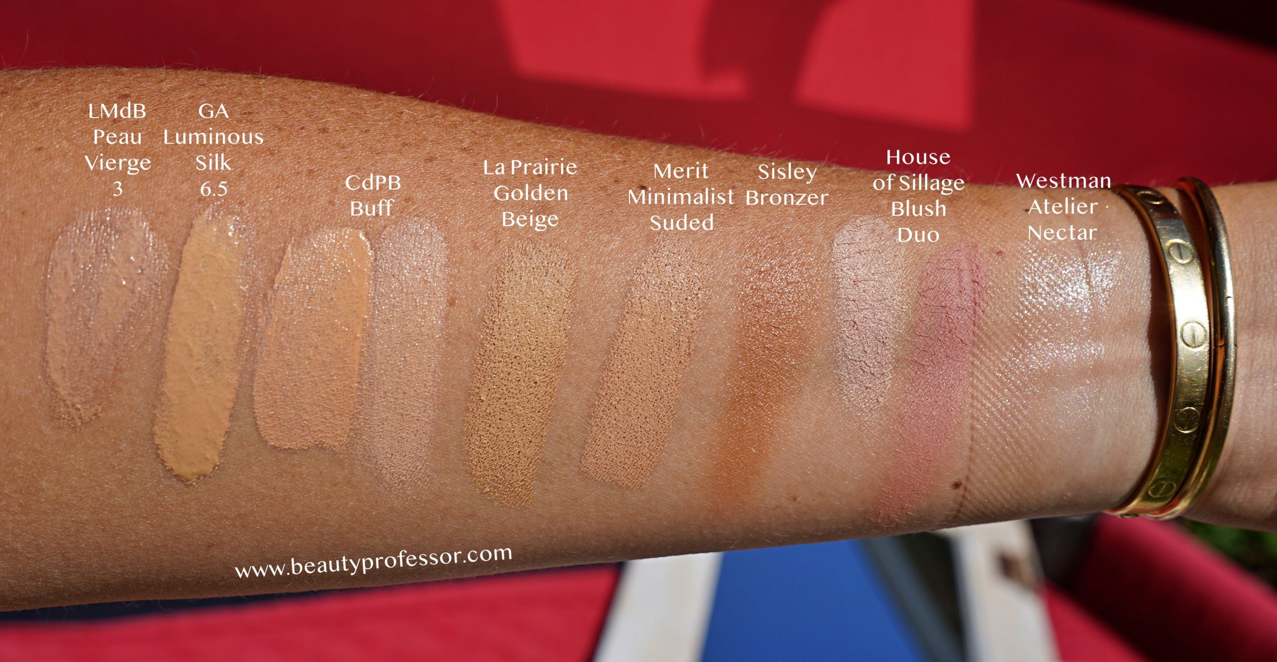 foundation Swatches in direct sunlight