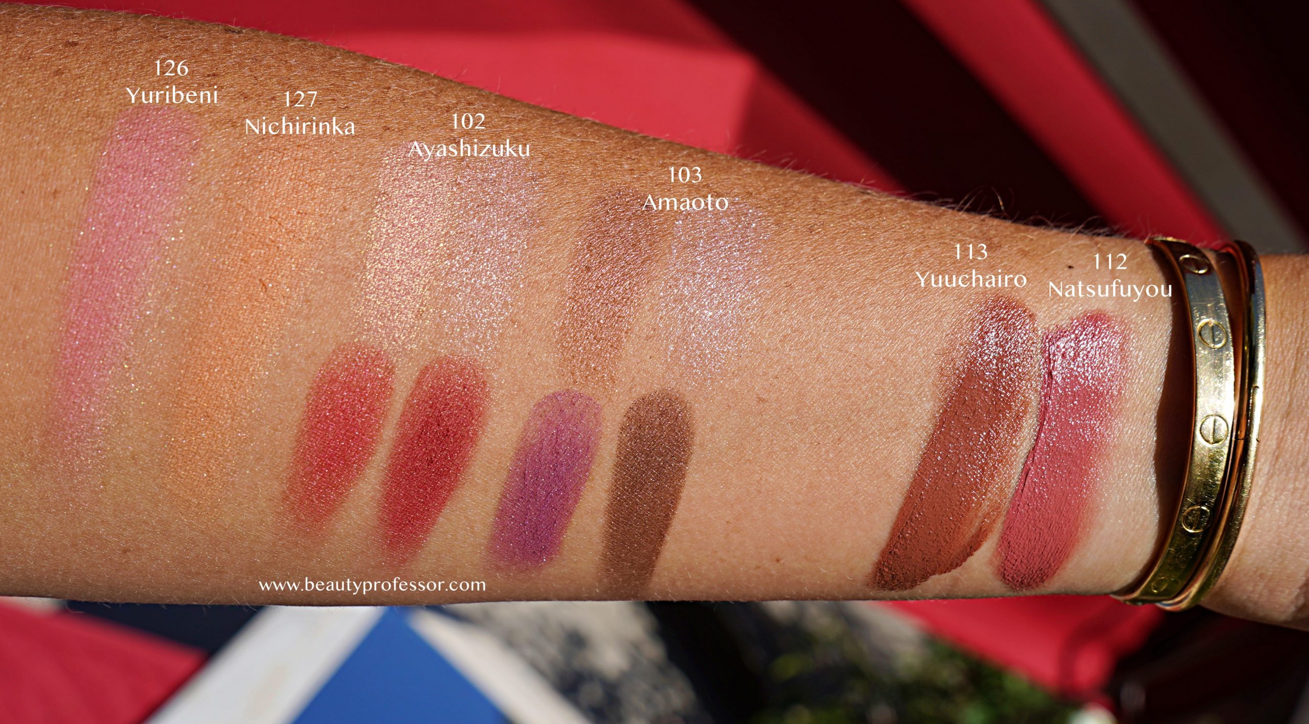 SUQQU swatches in direct sunlight | 50 Best Beauty Product Gifts for Mom