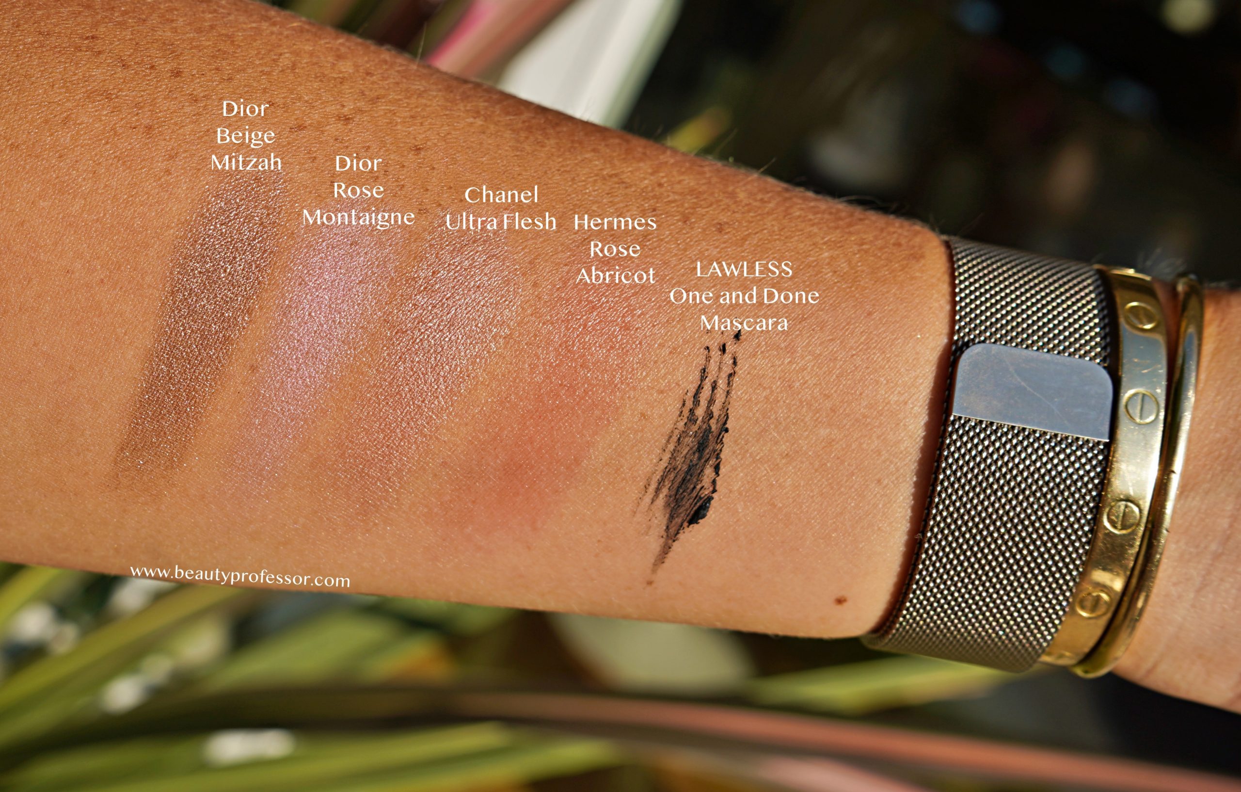 Swatches in direct sunlight