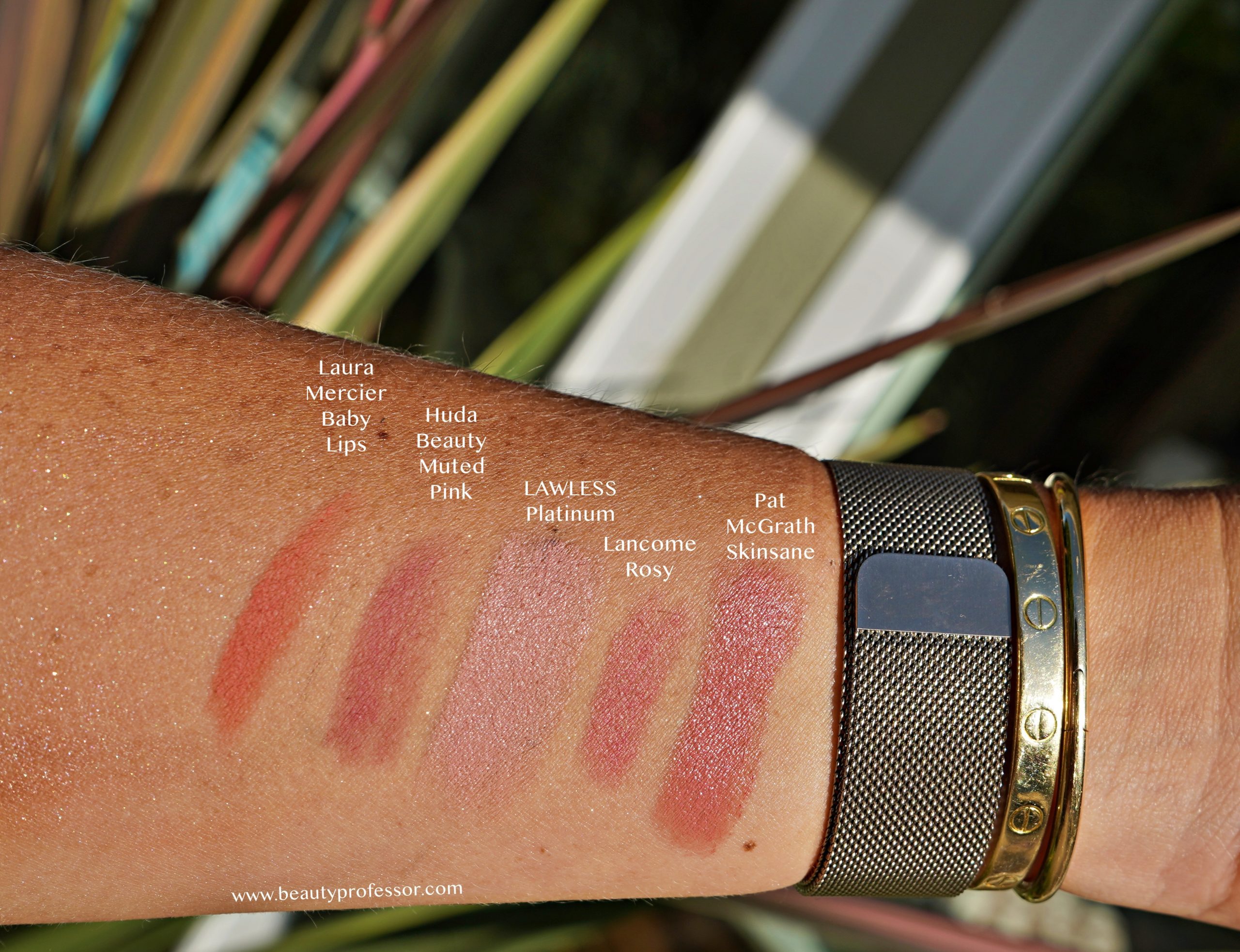 Lipstick Swatches in direct sunlight