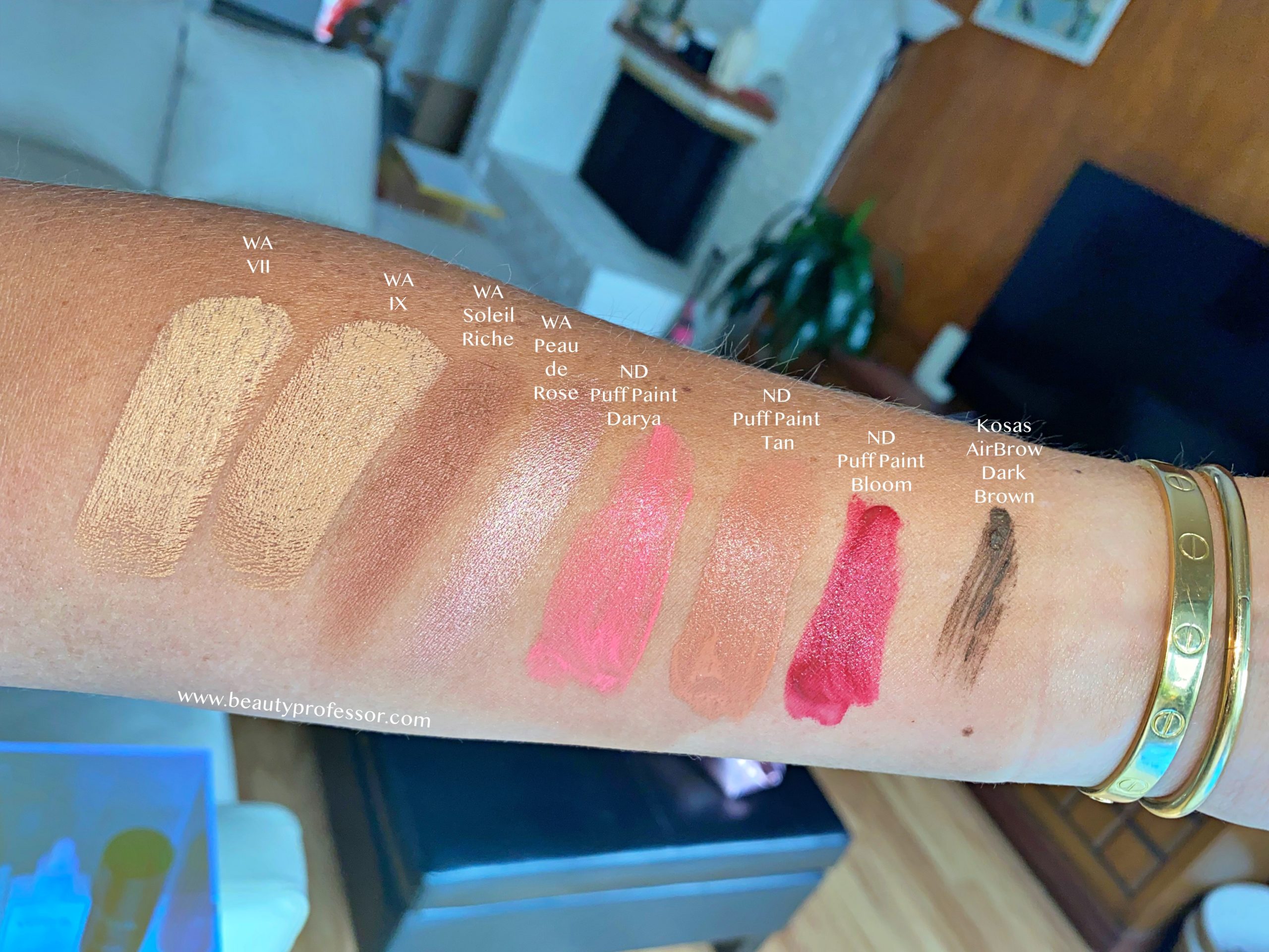 Swatches in natural lighting | Makeup Storage and Newness from BY TERRY, Natasha Denona and Westman Atelier