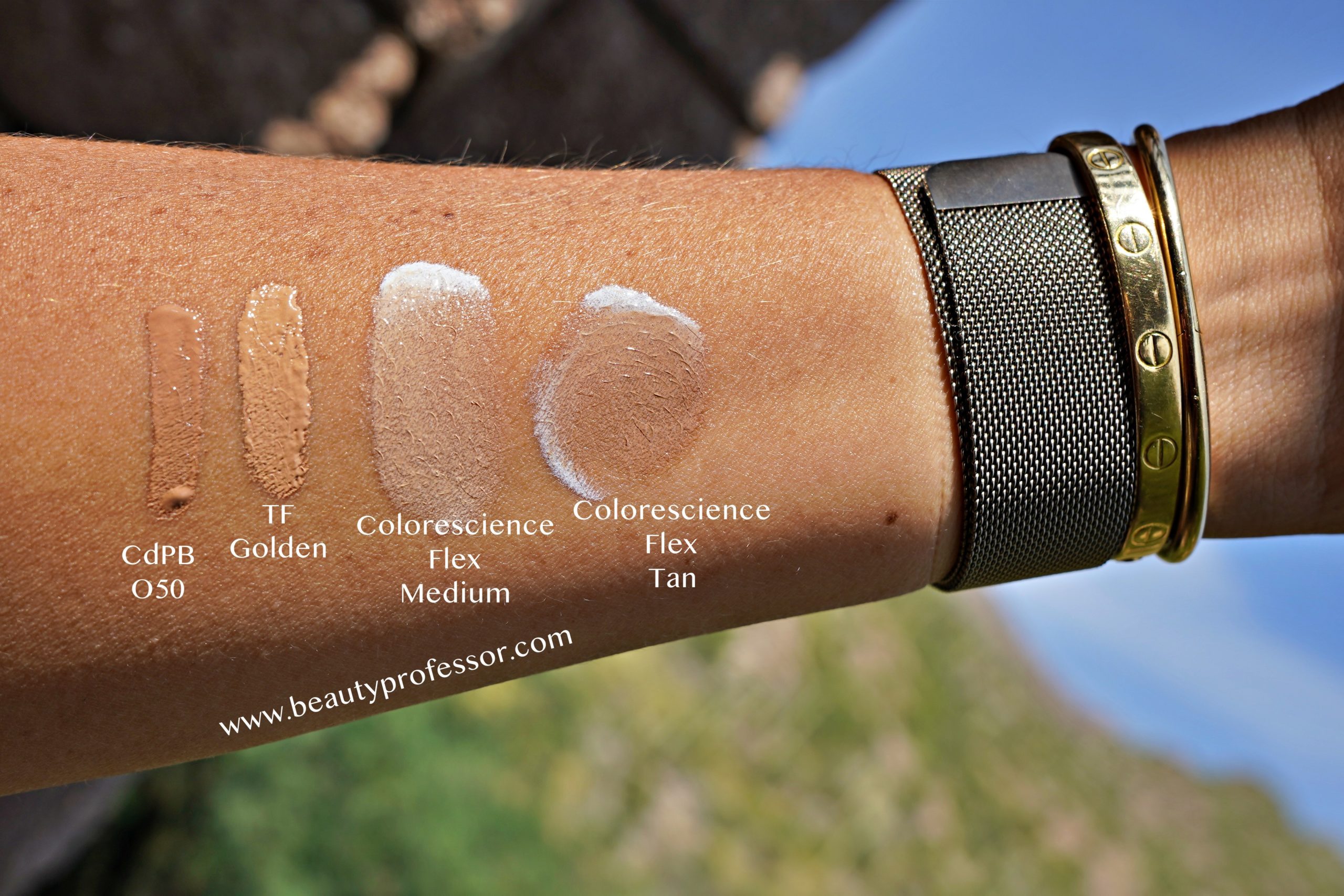 swatches of skin care products