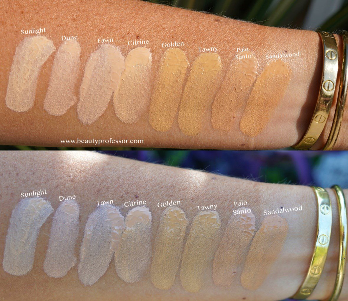 lawless foundation swatches on the skin