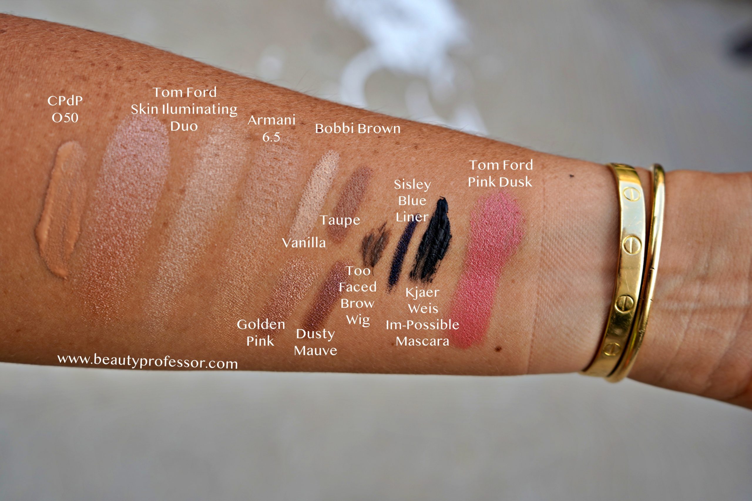 makeup swatch in an arm