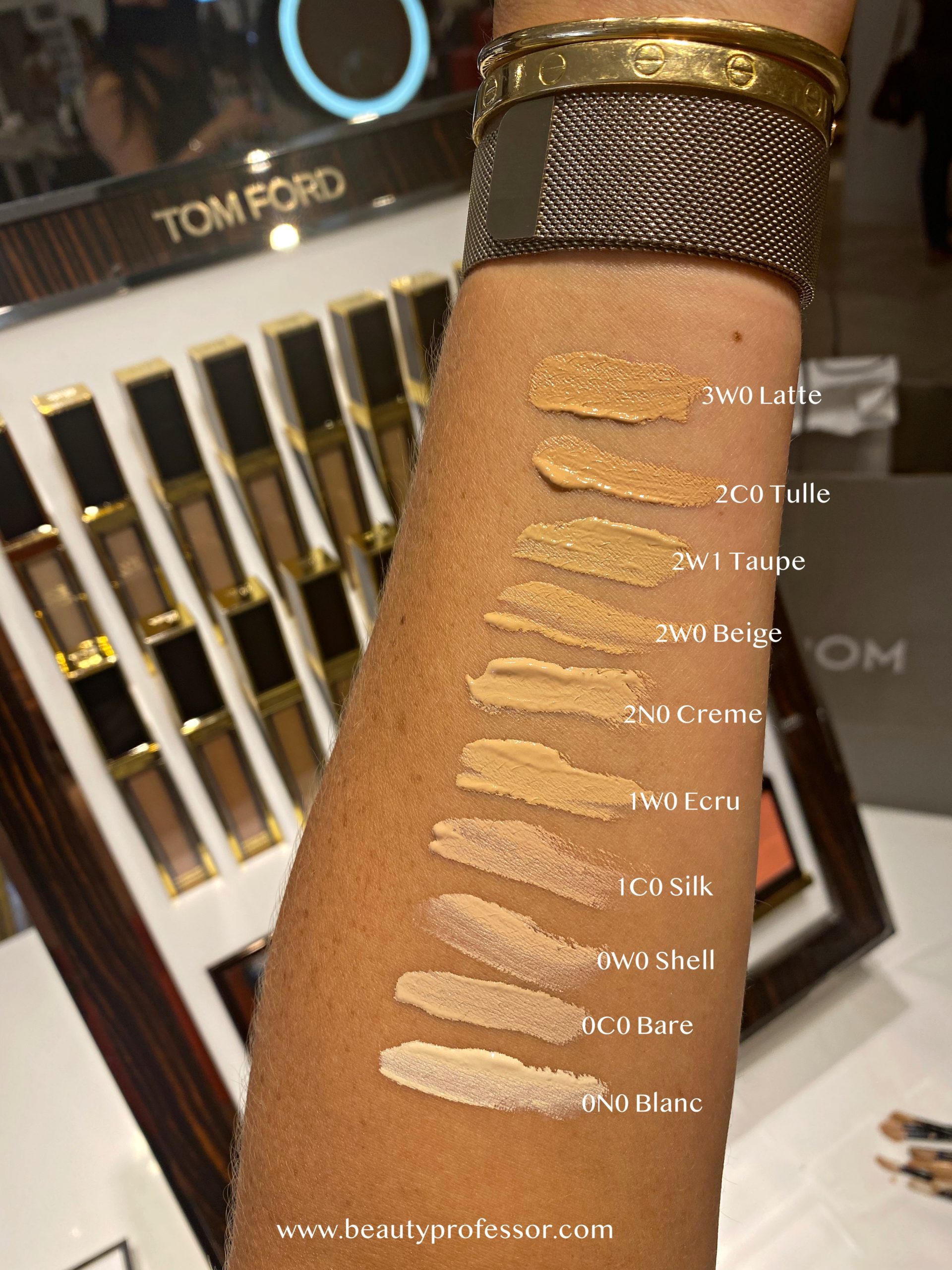 Tom Ford shade and illuminate concealer swatches