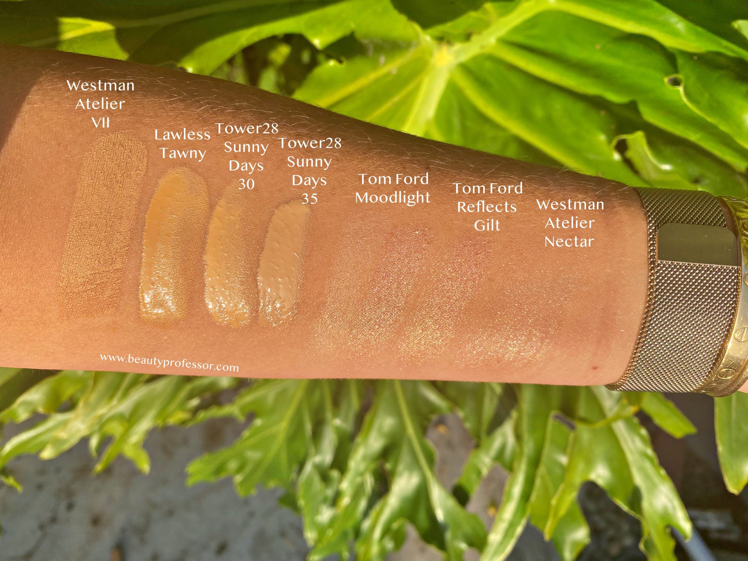 Swatches of base and face in direct sunlight from the products from Sephora Holiday Savings Event 2021 