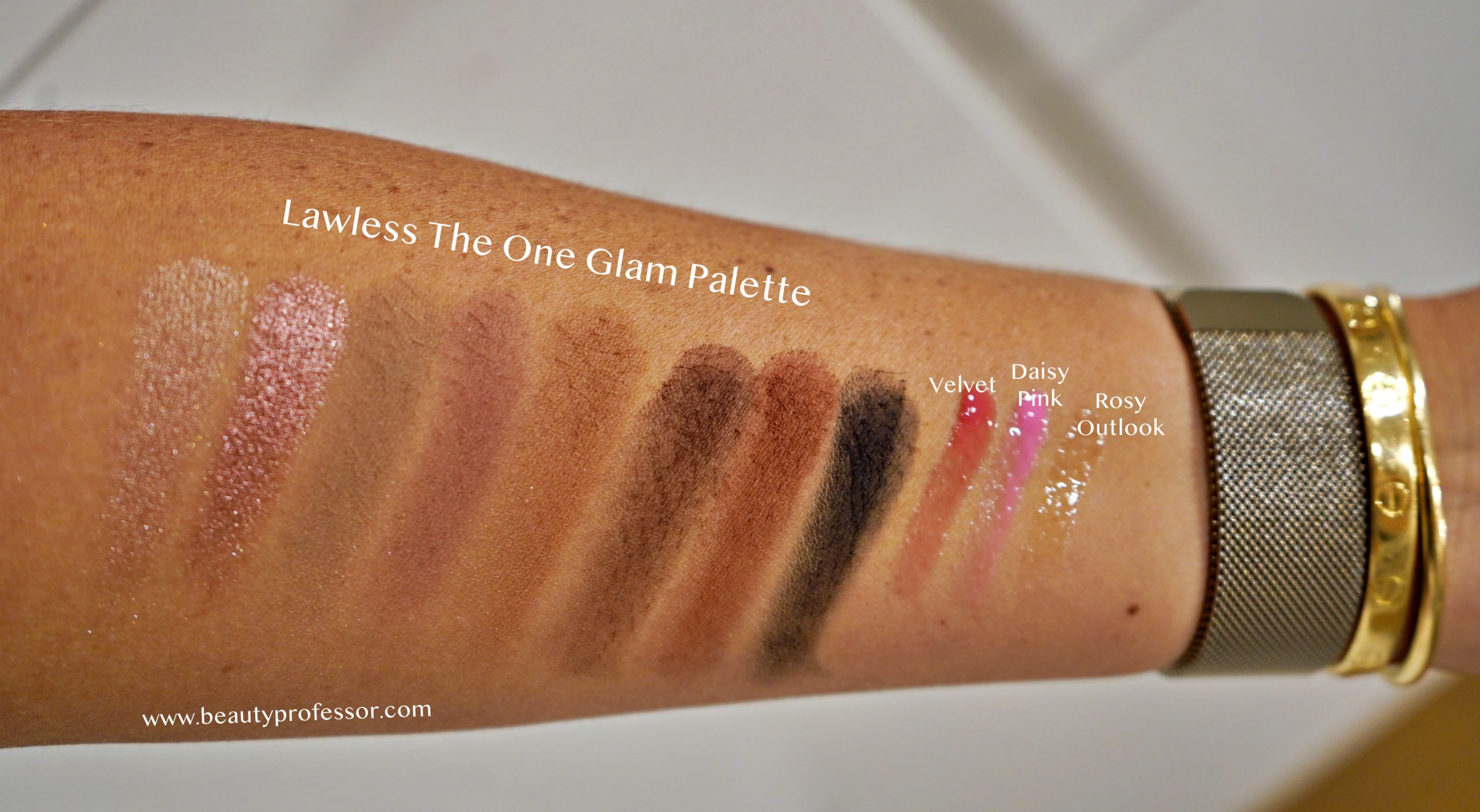 Swatches of the Lawless The Mini Glam One Palette and  Lawless Forget the Filler Mini Lip Trio