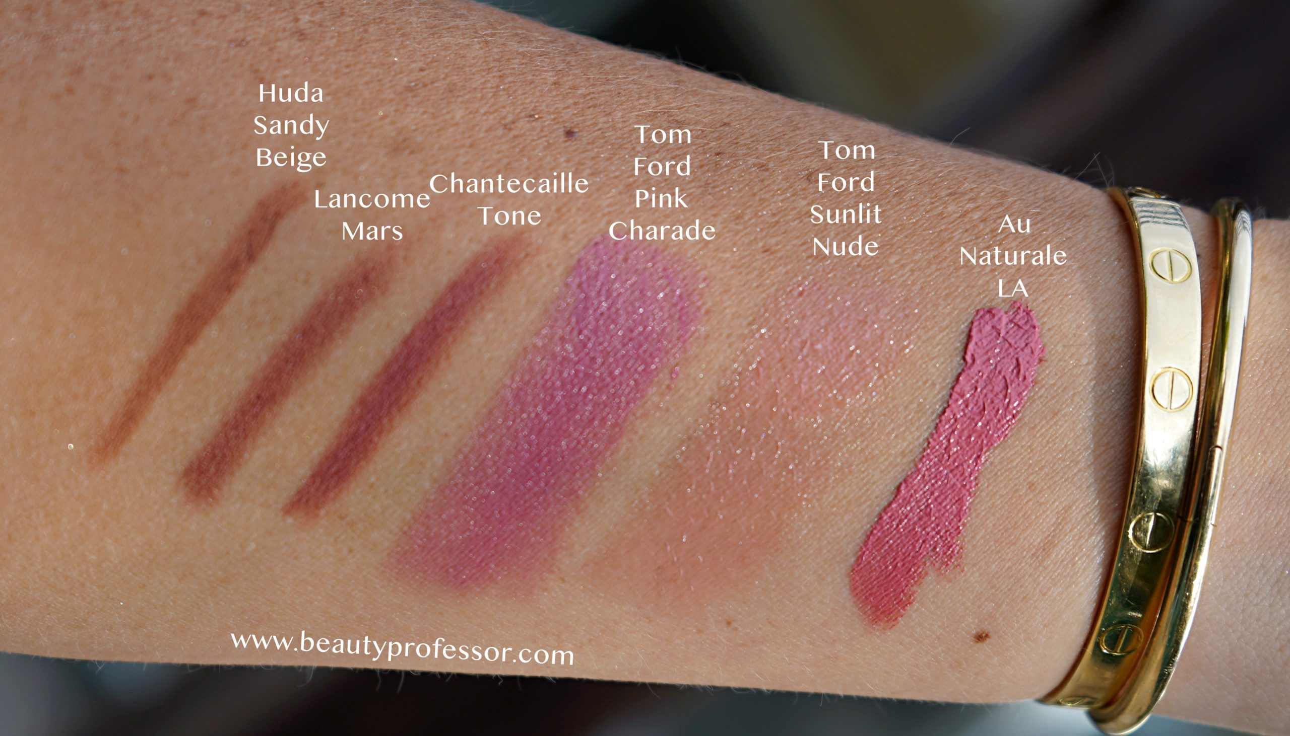 lips swatches from items from whats in my bag