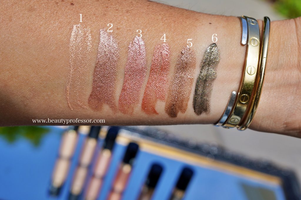 Sisley-Paris Ombre Eclat Liquide swatches on an arm from Spring to Summer Product Refresh
