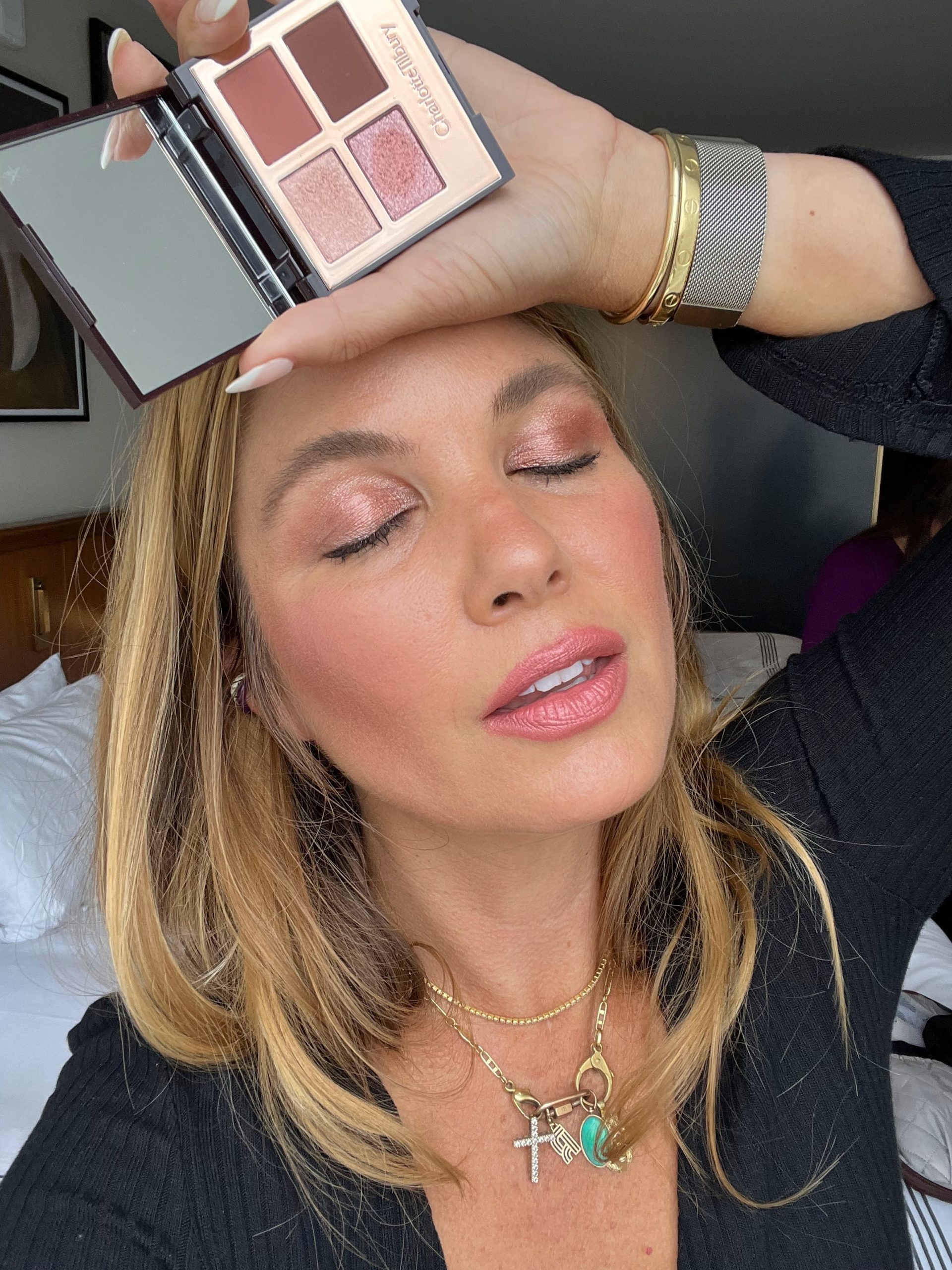 Charlotte Tilbury pillow talk of dreams eye palette swatches for Spring Office Hours