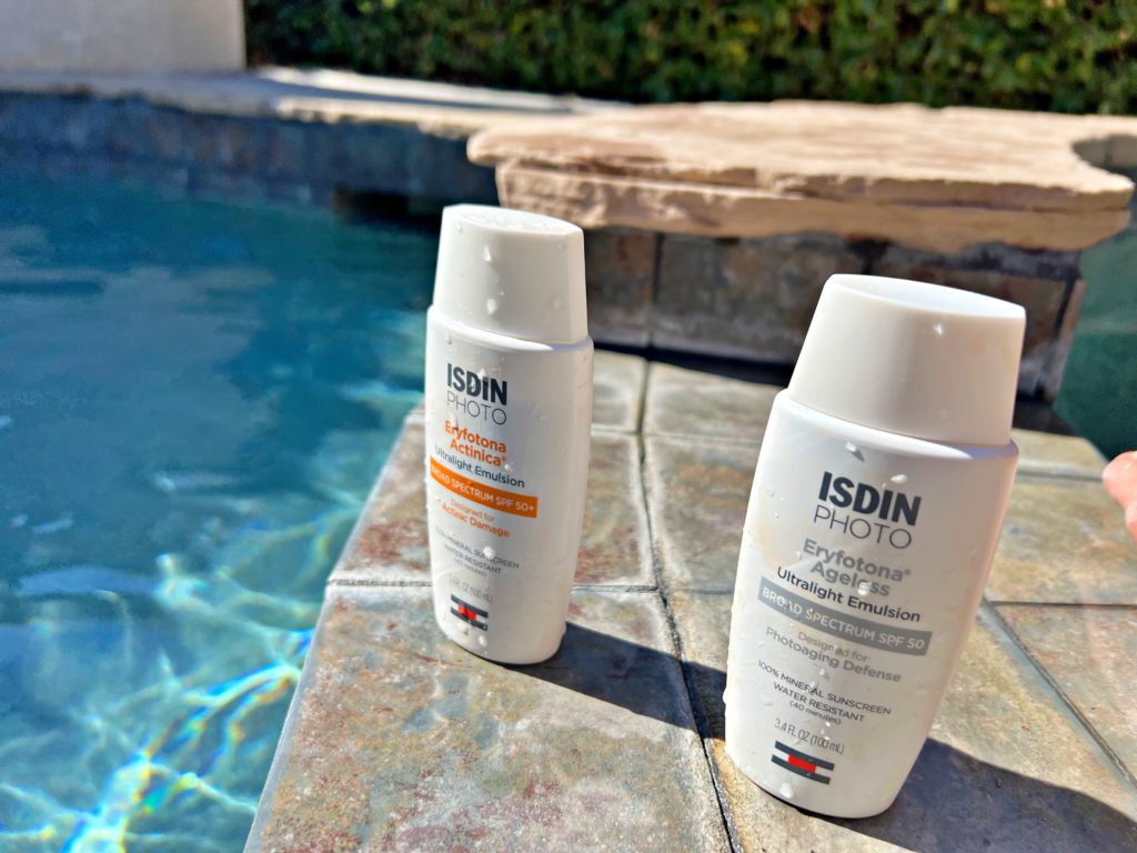 ISDIN mineral sunscreen for sunscreen routine at the pool