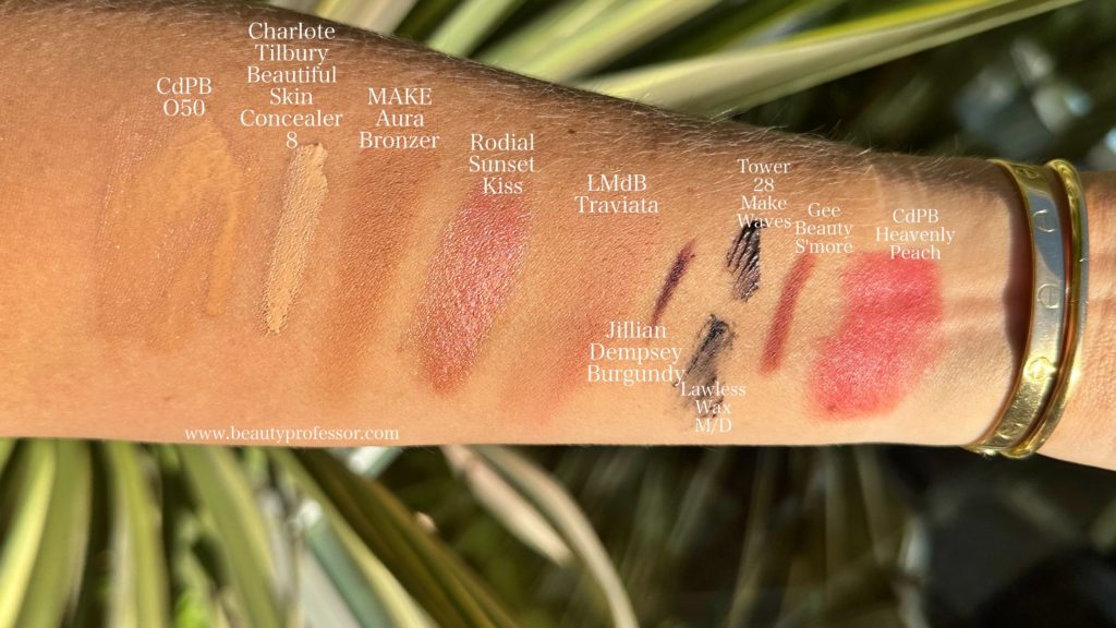 makeup product swatch on arm