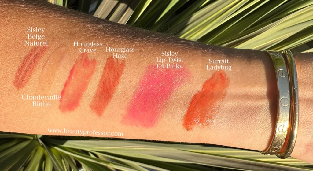 swatches of lip products from Beautylish