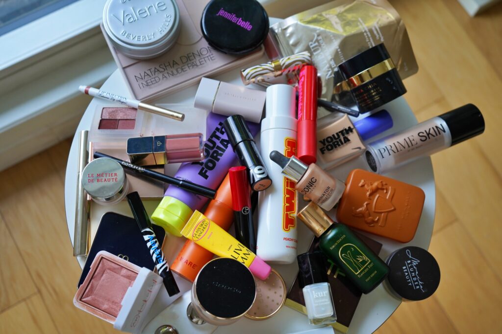 top view of products for Beauty list for 2023