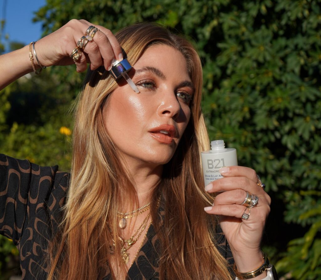 Beauty Professor Blogger Rachel Anise Wegter using Orlane skincare product