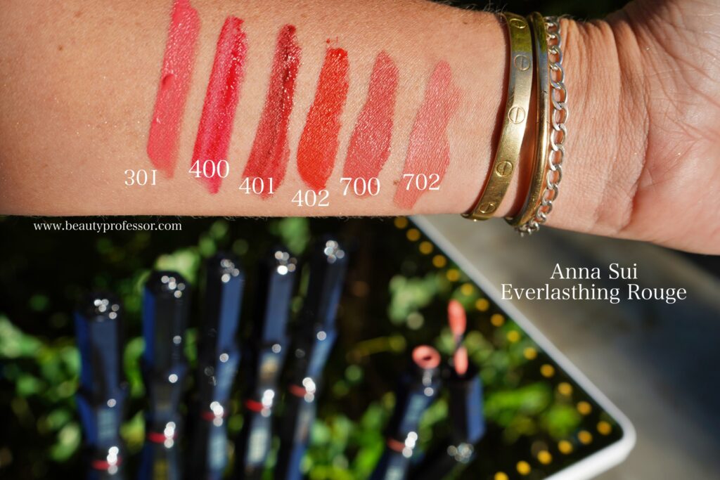 Anna Sui Everlasting Rouge swatches